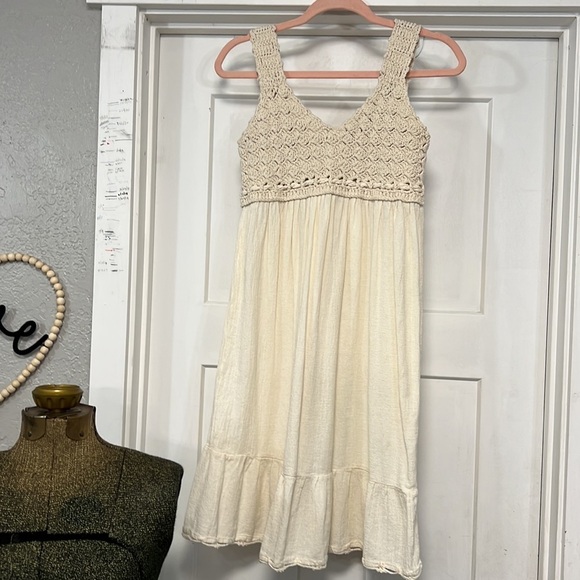BOHO CROCHET COTTON BOHO MINI DRESS SIZE XS - Picture 6 of 14